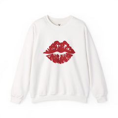 Romantic Lip Print Crewneck Sweatshirt | Perfect Gift for Her | Cozy Casual Wear, Valentine's Day, Birthday, Self-Care