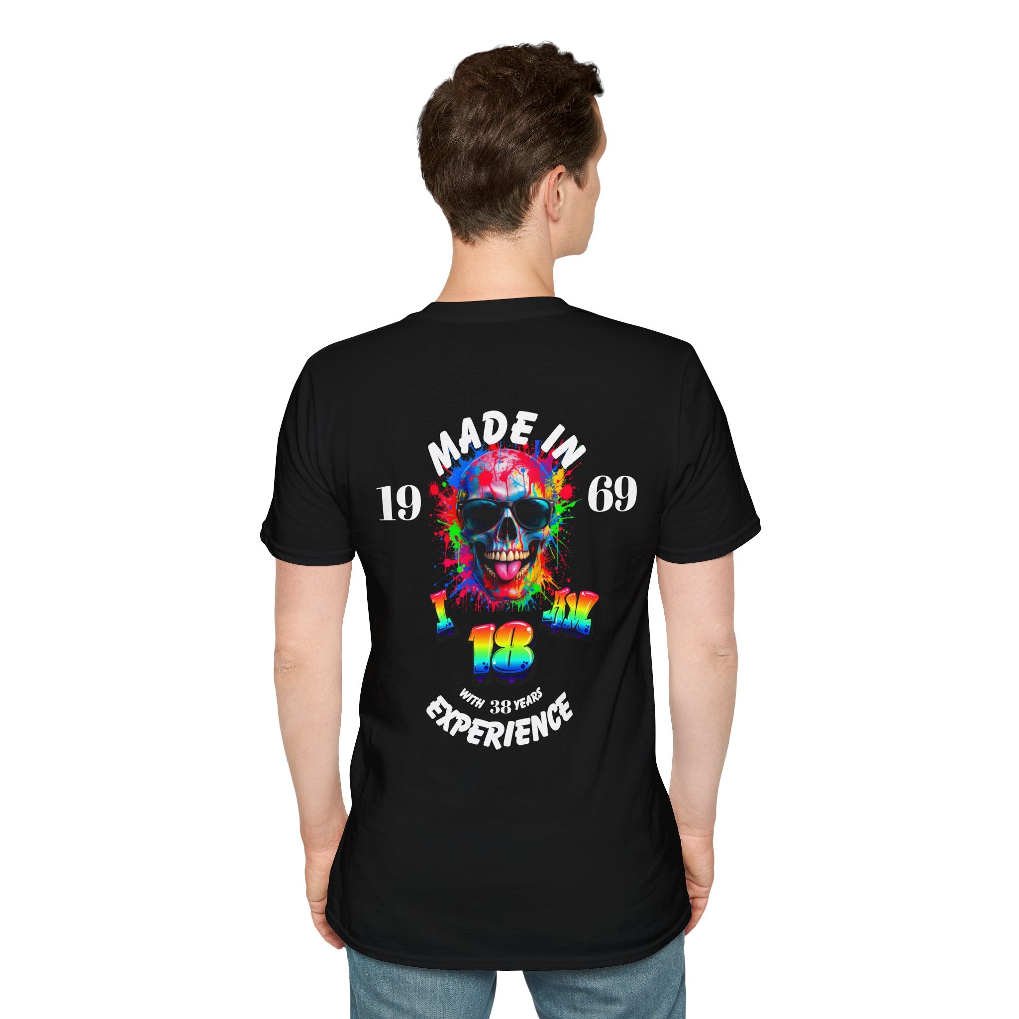 Retro Skull Experience T-Shirt, Vintage Graphic Tee, Made in 1969 Apparel, Fun Gift for Birthdays, Casual Wear, Universal Style