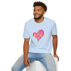 Pink Zebra Heart Unisex T-Shirt, Custom Love Shirt, Casual Wear, Gift for Her, Trendy Summer Tee