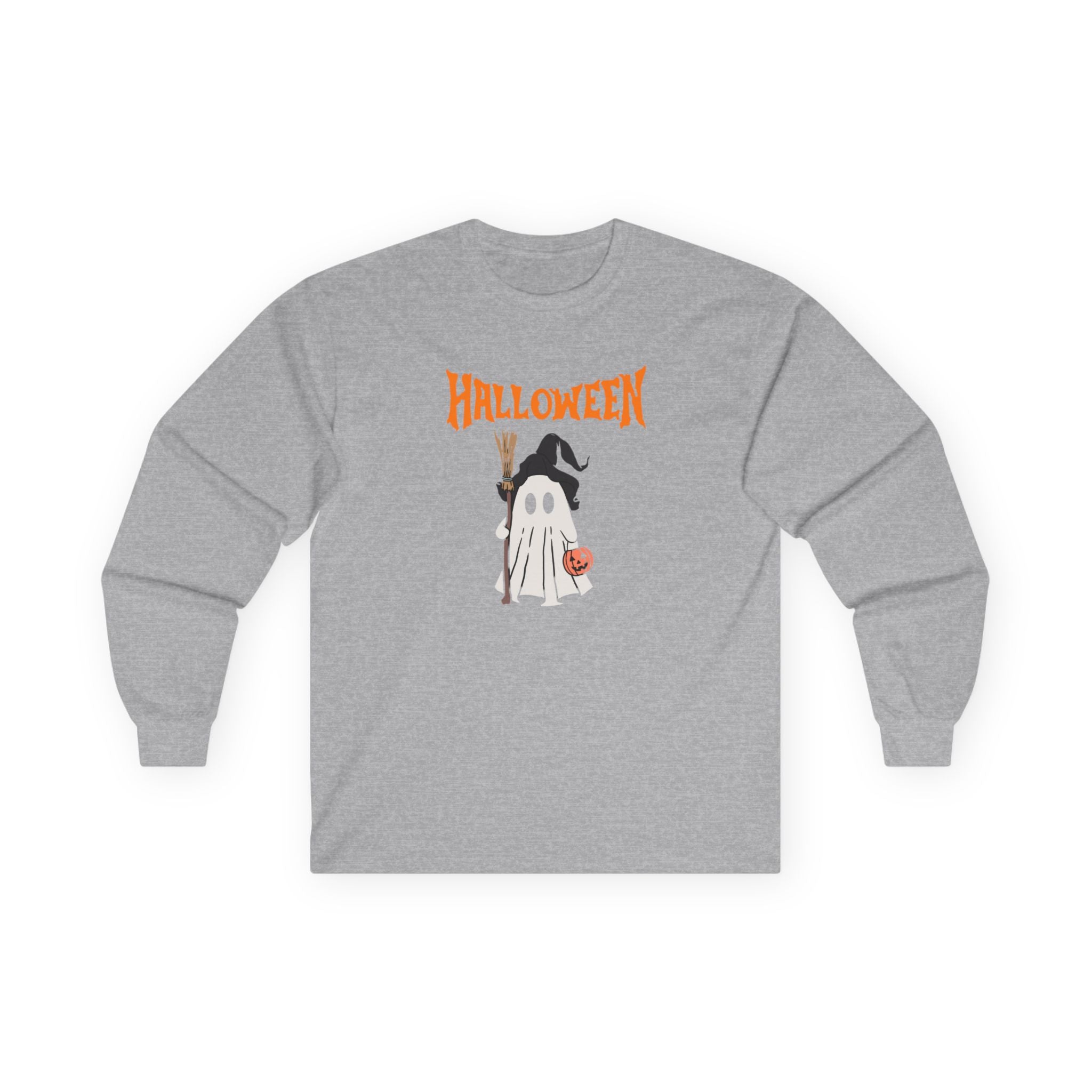 Halloween Ghost Long Sleeve Tee, Spooky Shirt, Unisex Halloween Costume, Fall Apparel, October Celebration Top