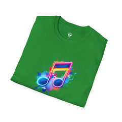 Musical Splash Unisex Softstyle T-Shirt | Gift for Music Lovers, Vibrant Art Tee, Trendy Music Shirt, Birthday Gift, Concert Wear