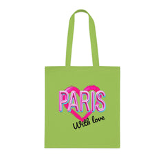 Paris With Love Cotton Tote Bag | Eco-Friendly Shopping Bag, Reusable Grocery Bag, Gift for Travelers, Lightweight Tote