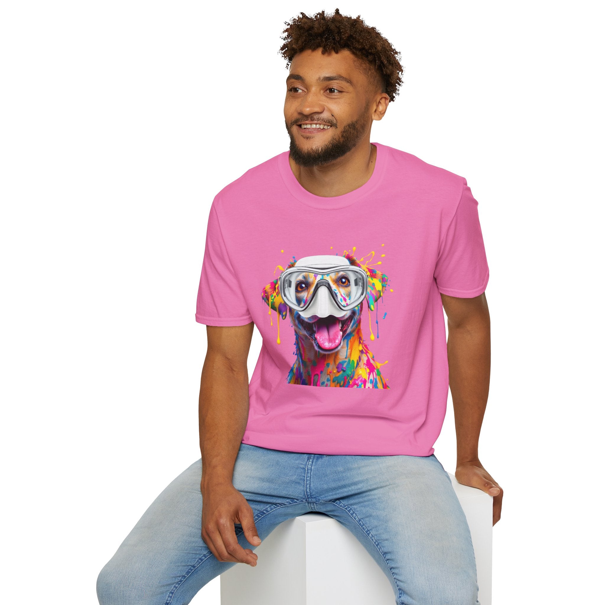 Vibrant Dog Art Unisex T-Shirt – Cute Pet Lover Gift, Animal Artwork Tee, Colorful Dog Graphic Top, Unique Gift for Dog Owners