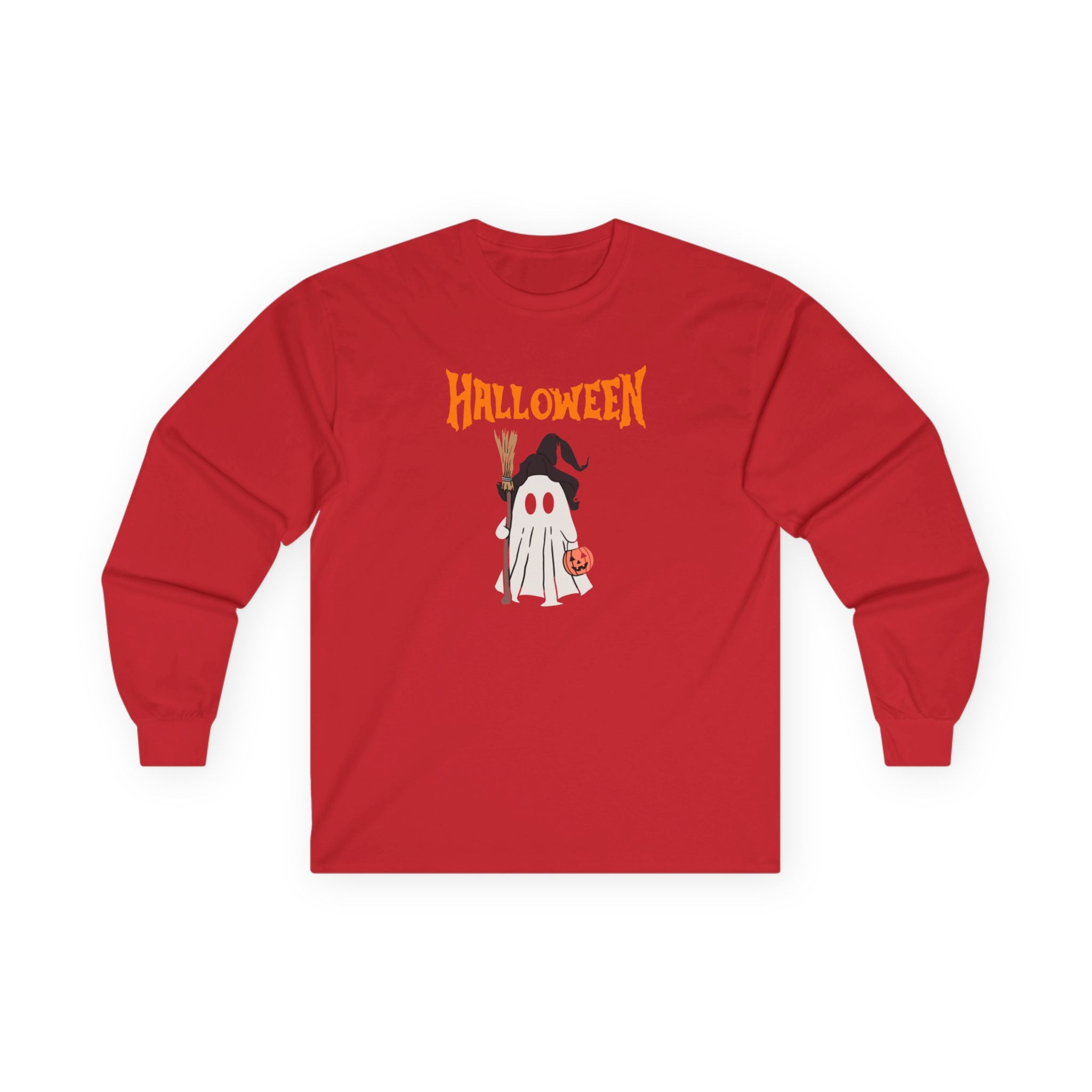 Halloween Ghost Long Sleeve Tee, Spooky Shirt, Unisex Halloween Costume, Fall Apparel, October Celebration Top