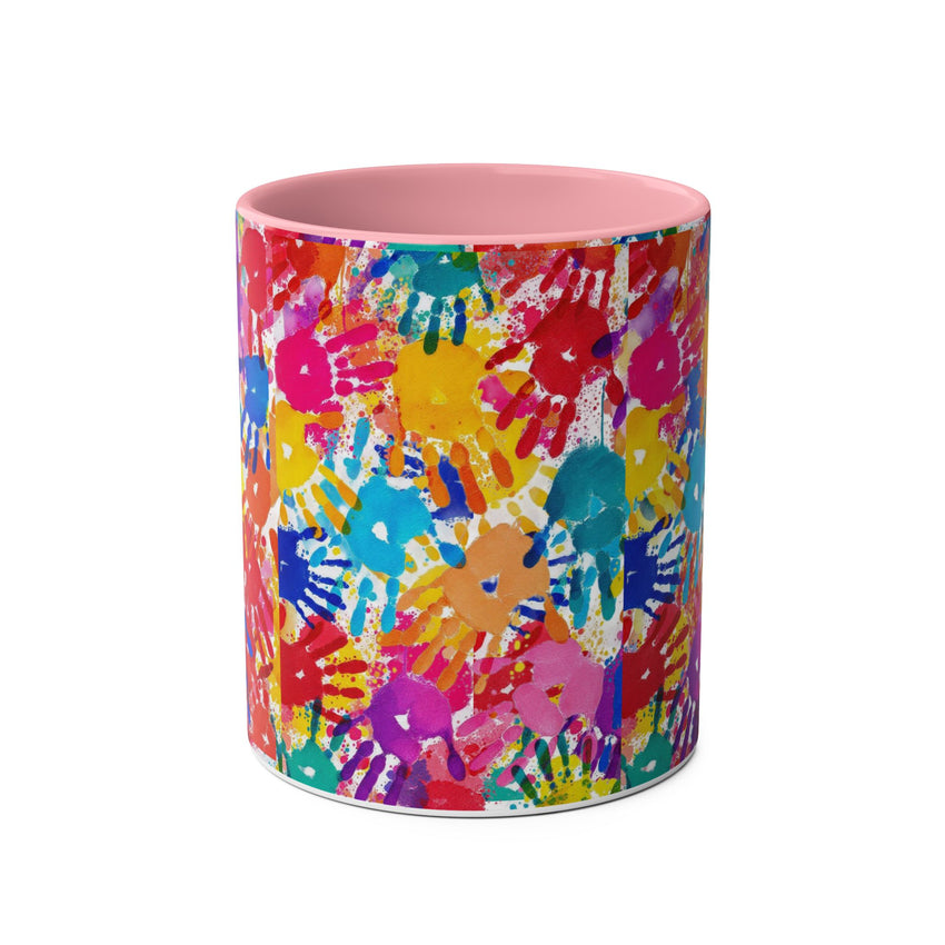 Vibrant Handprint Coffee Mug - 11oz Colorful Gift for Kids & Families