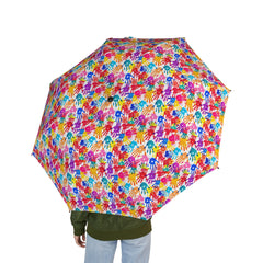 Colorful Handprint Semi-Automatic Foldable Umbrella | Fun & Stylish Rain Protection