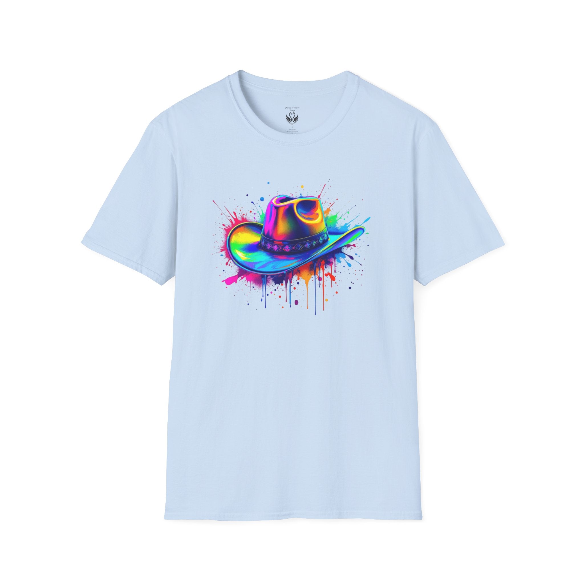 Colourful Cowboy Hat Unisex T-Shirt, Fun Graphic Tee, Festival Wear, Summer Celebration Shirt, LGBTQ Pride Apparel, Gift for Friends