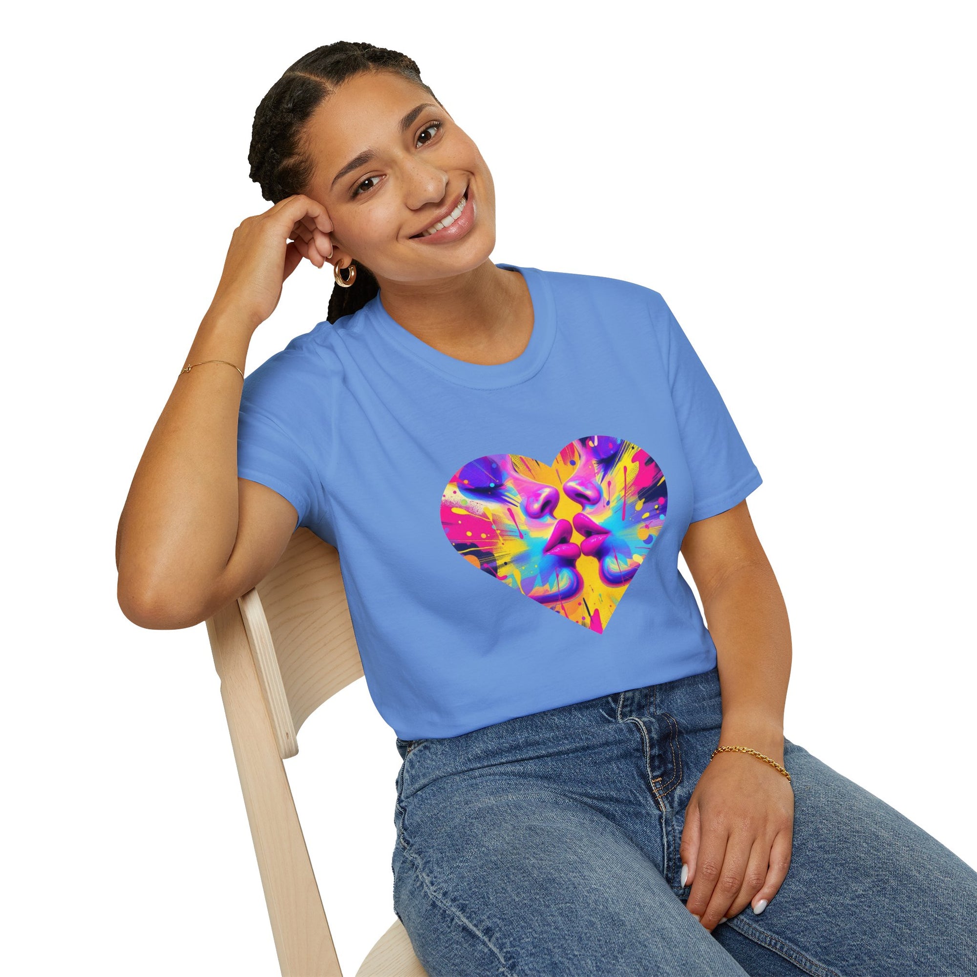 Vibrant Heart Art T-Shirt, Colorful Unisex Tee for Couples, Gift for Valentine's Day, Artistic Love Shirt, Casual Everyday Wear