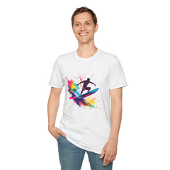 Colorful Surfing Unisex T-Shirt, Casual Beach Wear, Summer Vibes, Gift for Surfers, Beach Lovers, Graphic Tee