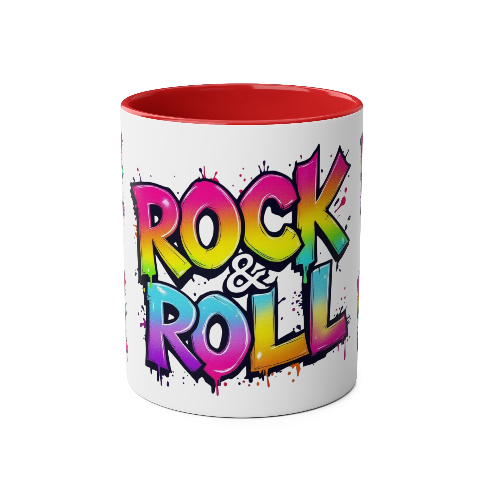 Colorful Rock & Roll Coffee Mug - 11oz Two-Tone Mug for Music Lovers