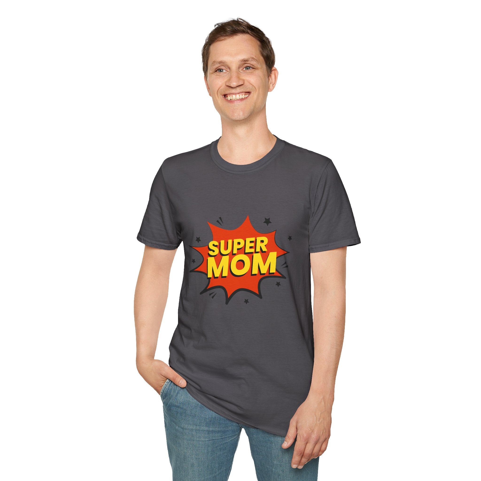 Super Mom Unisex Softstyle T-Shirt | Gift for Mother's Day, Funny Mom Tee, Birthday Present for Mom, Family Apparel, Casual Wear