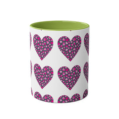 Pink Leopard Hearts Two-Tone Coffee Mug - 11oz - Perfect for Valentine's Day and Gift Giving