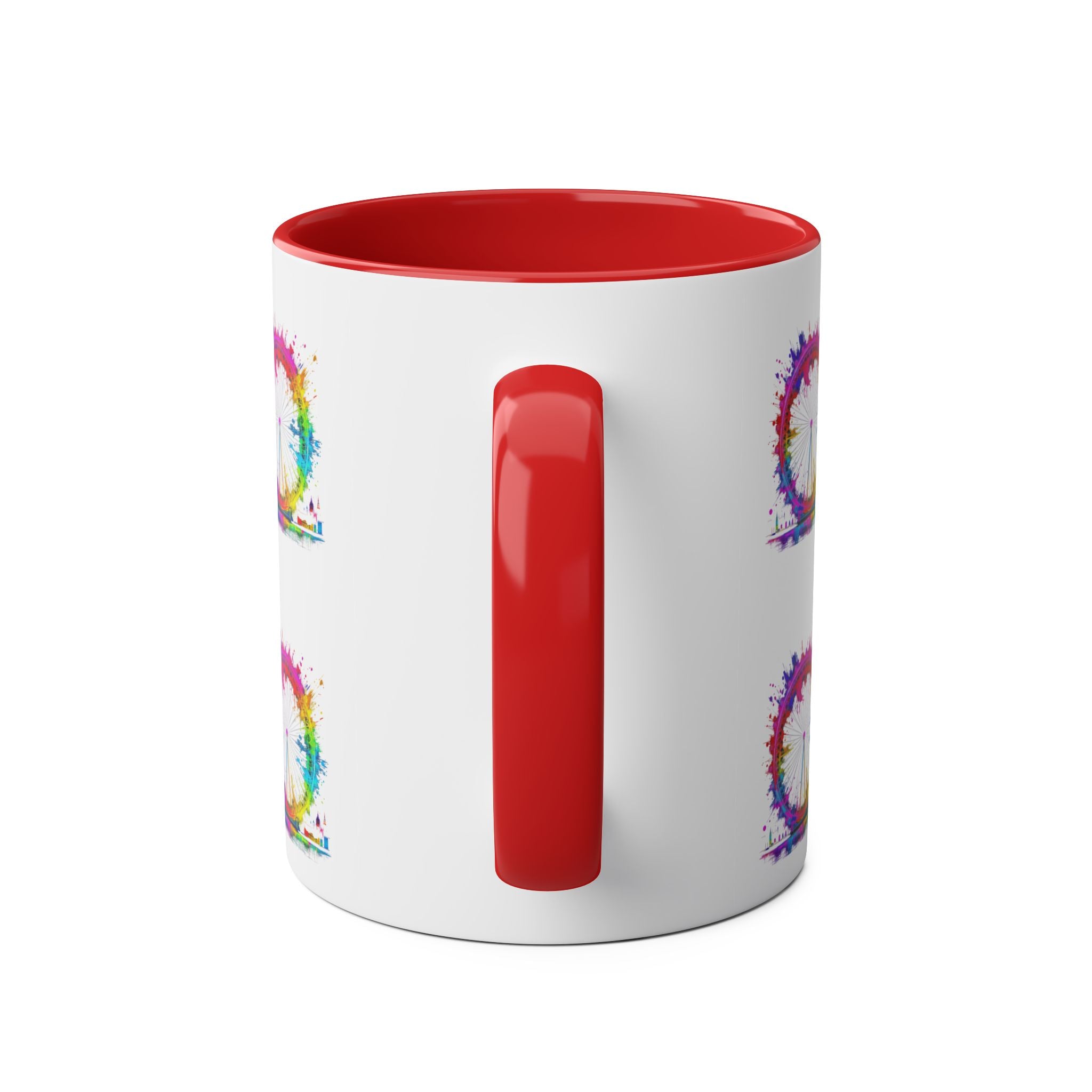Colorful Cityscape Two-Tone Coffee Mug | Fun Gift, Home Decor, Artistic Mug, Coffee Lover's Gift, Office Essentials