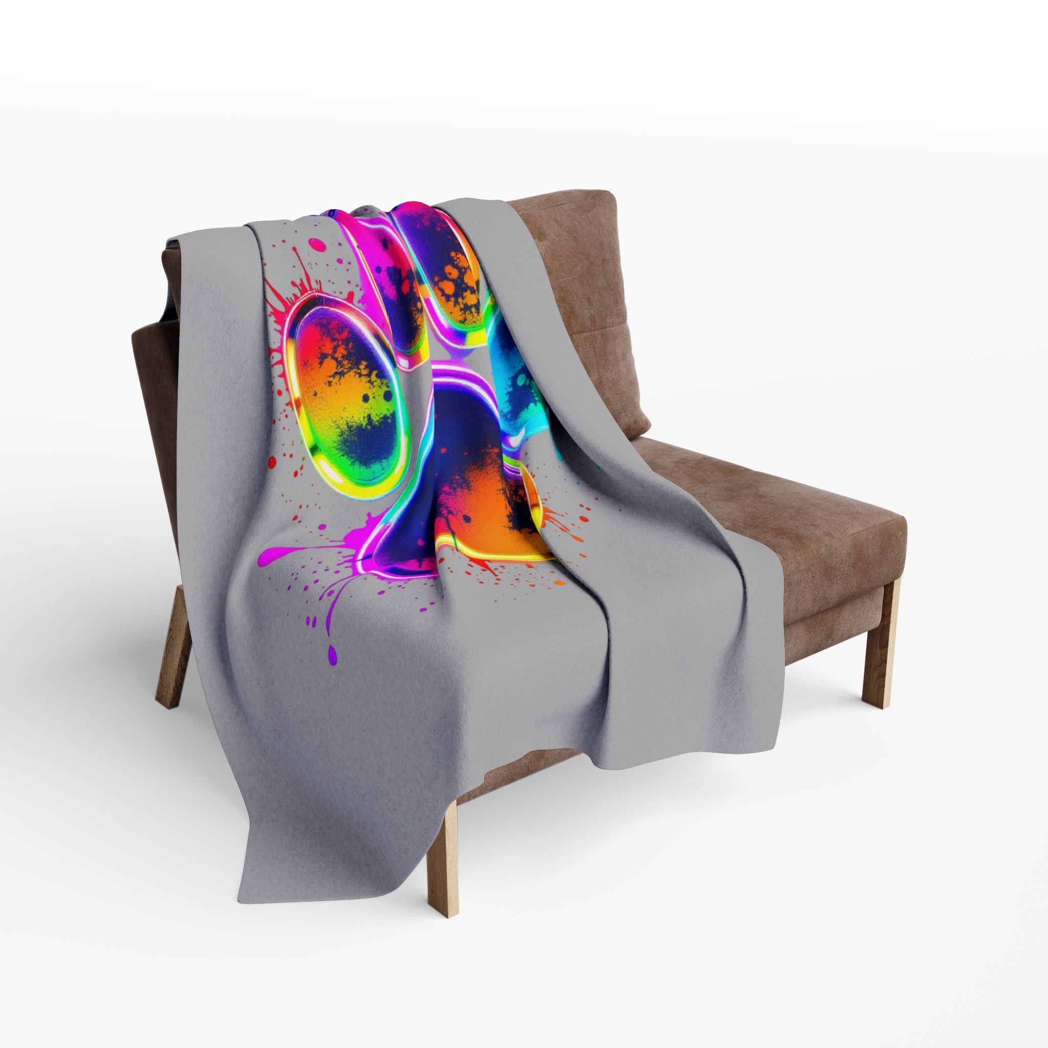 Colorful Paw Print Fleece Blanket | Cozy Pet Lover Gift, Animal Print Home Decor, Dog Blanket, Cat Blanket, Colorful Throw