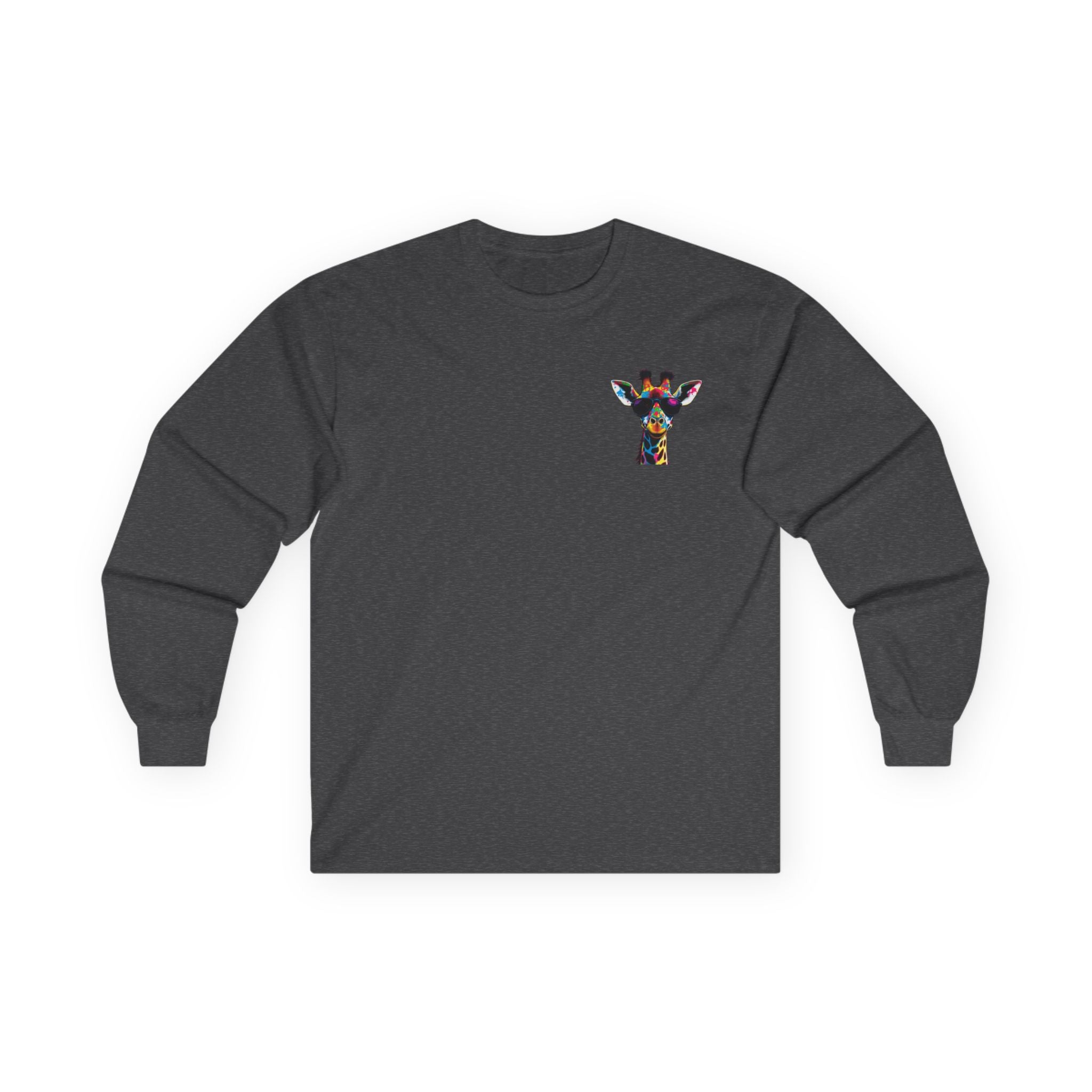 Colorful Giraffe Graphic Long Sleeve Tee for Animal Lovers