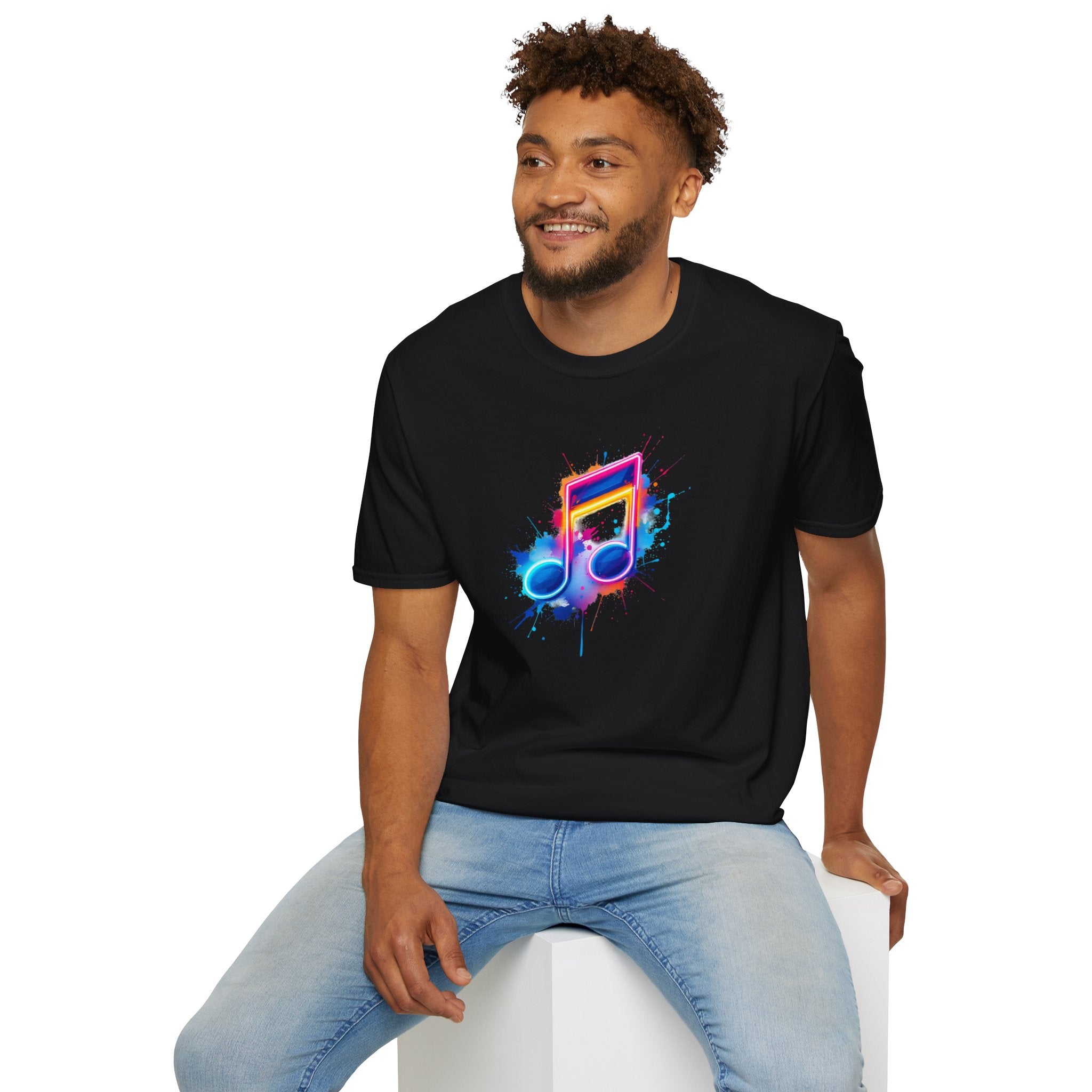 Musical Splash Unisex Softstyle T-Shirt | Gift for Music Lovers, Vibrant Art Tee, Trendy Music Shirt, Birthday Gift, Concert Wear