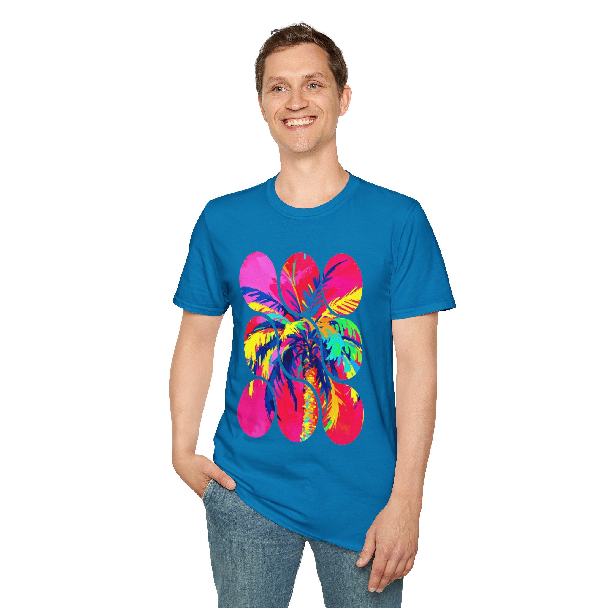 Vibrant Tropical T-Shirt, Beachwear, Summer Apparel, Casual Outfit, Gift for Friends, Festival Fashion