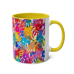 Vibrant Handprint Coffee Mug - 11oz Colorful Gift for Kids & Families