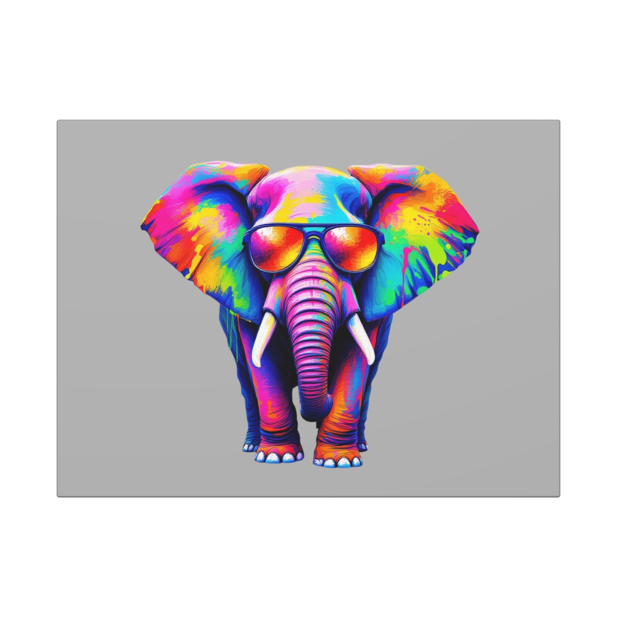 Colorful Elephant Canvas Art, Vibrant Decorative Wall Art, Unique Home Decor, Gift for Animal Lovers, Fun and Lively Artwork