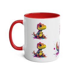 Colorful Dinosaur Two-Tone Coffee Mug - Cute 11oz Mug for Kids & Dino Lovers