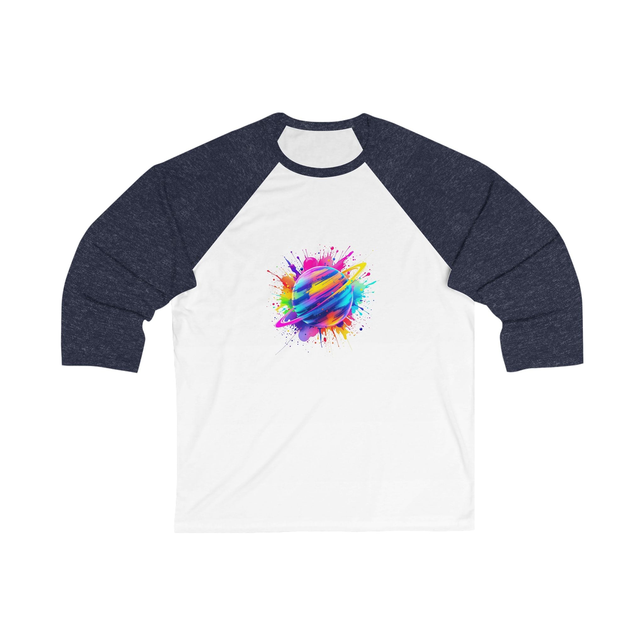 Colorful Atom Unisex 3/4 Sleeve Baseball Tee - Sporty Casual Top, Gift for Artists, Summer Outings, Team Events, Fun Fashion