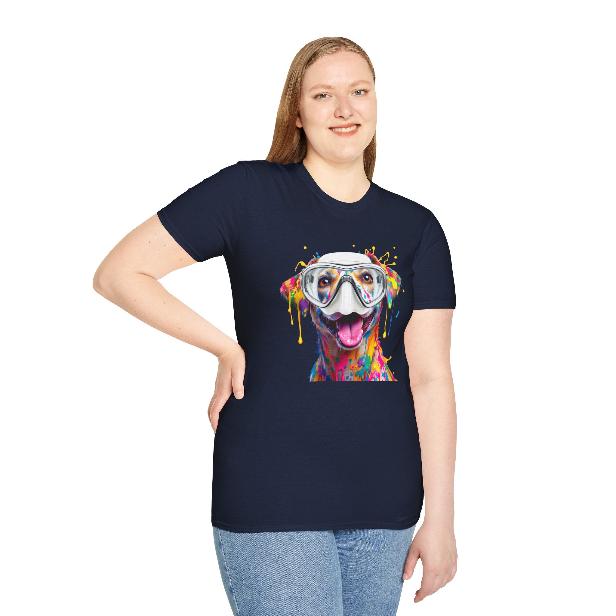 Vibrant Dog Art Unisex T-Shirt – Cute Pet Lover Gift, Animal Artwork Tee, Colorful Dog Graphic Top, Unique Gift for Dog Owners