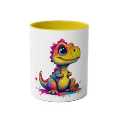 Colorful Dinosaur Two-Tone Coffee Mug - Cute 11oz Mug for Kids & Dino Lovers