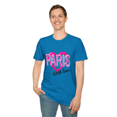 Paris with Love Unisex T-Shirt, Trendy Graphic Tee, Fashionable Gift, Casual Wear, Travel Souvenir, Unique Statement Shirt