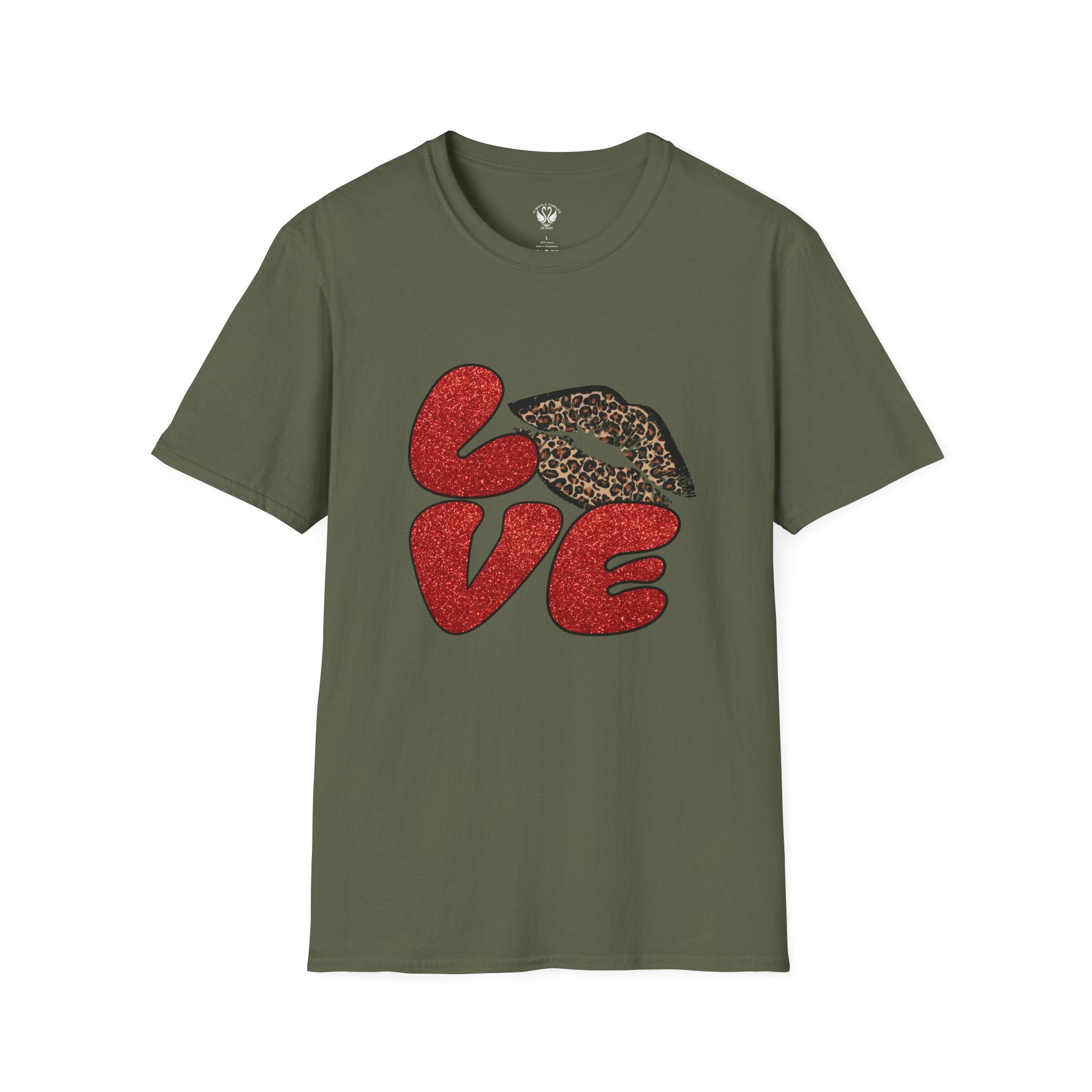 Leopard Love Graphic T-Shirt, Cute Valentine's Day Shirt, Casual Love Tee, Unisex Softstyle Top, Trendy Gift for Her