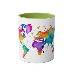 Colorful Map Two-Tone Coffee Mug - 11oz Travel Lovers Gift