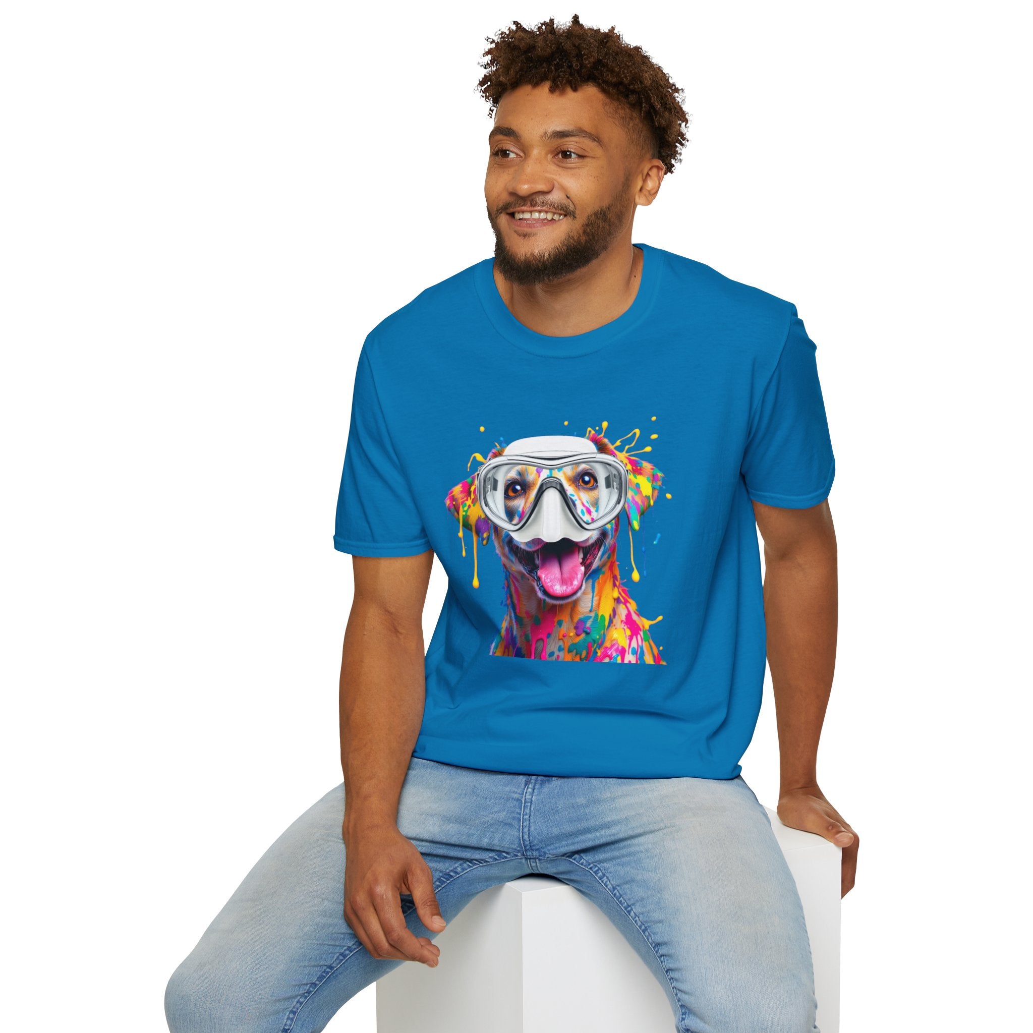 Vibrant Dog Art Unisex T-Shirt – Cute Pet Lover Gift, Animal Artwork Tee, Colorful Dog Graphic Top, Unique Gift for Dog Owners