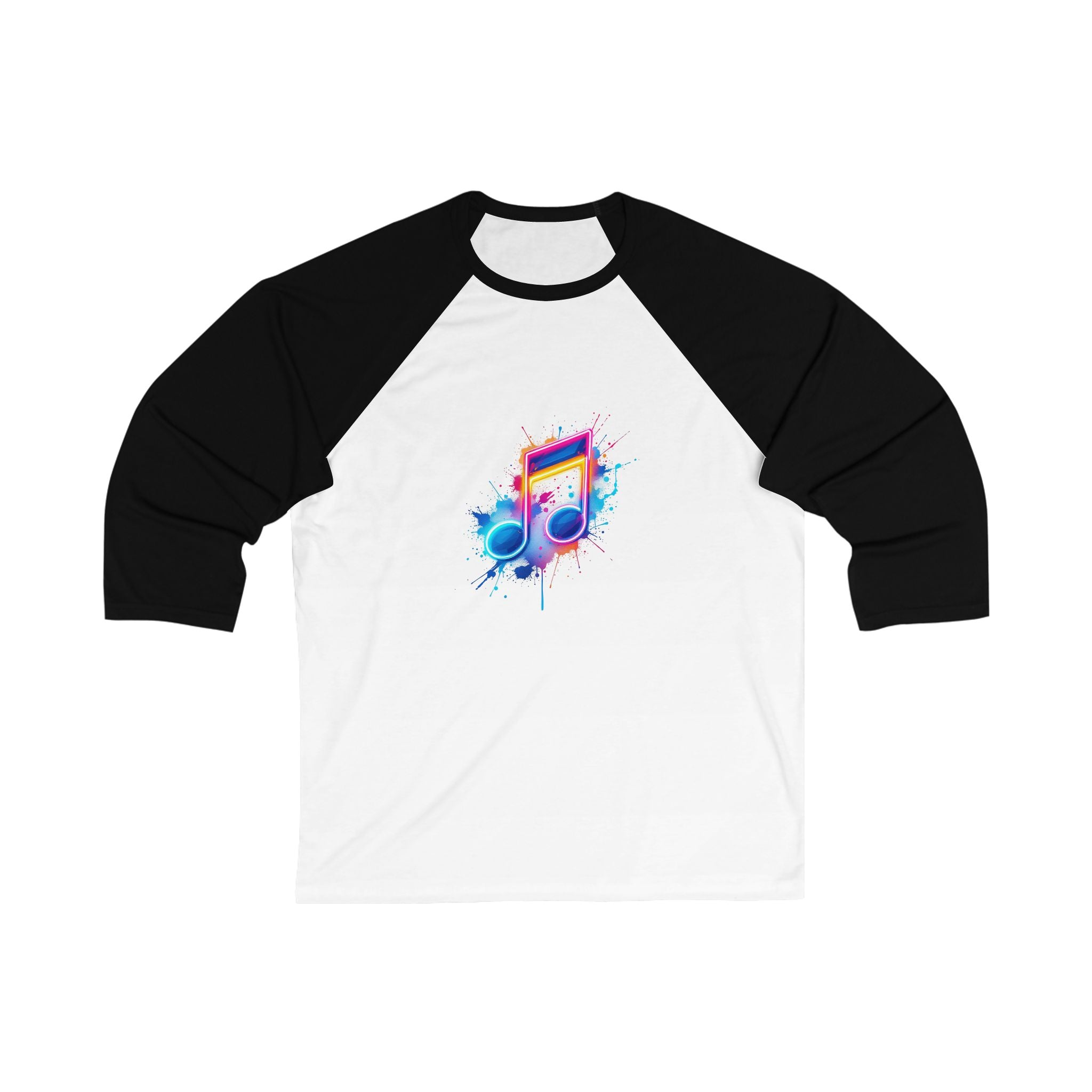 Colorful Music Note Unisex 3/4 Sleeve Baseball Tee, Music Lover Gift, Stylish Baseball T-Shirt, Casual Wear, Concert Outfit, Festival Attire