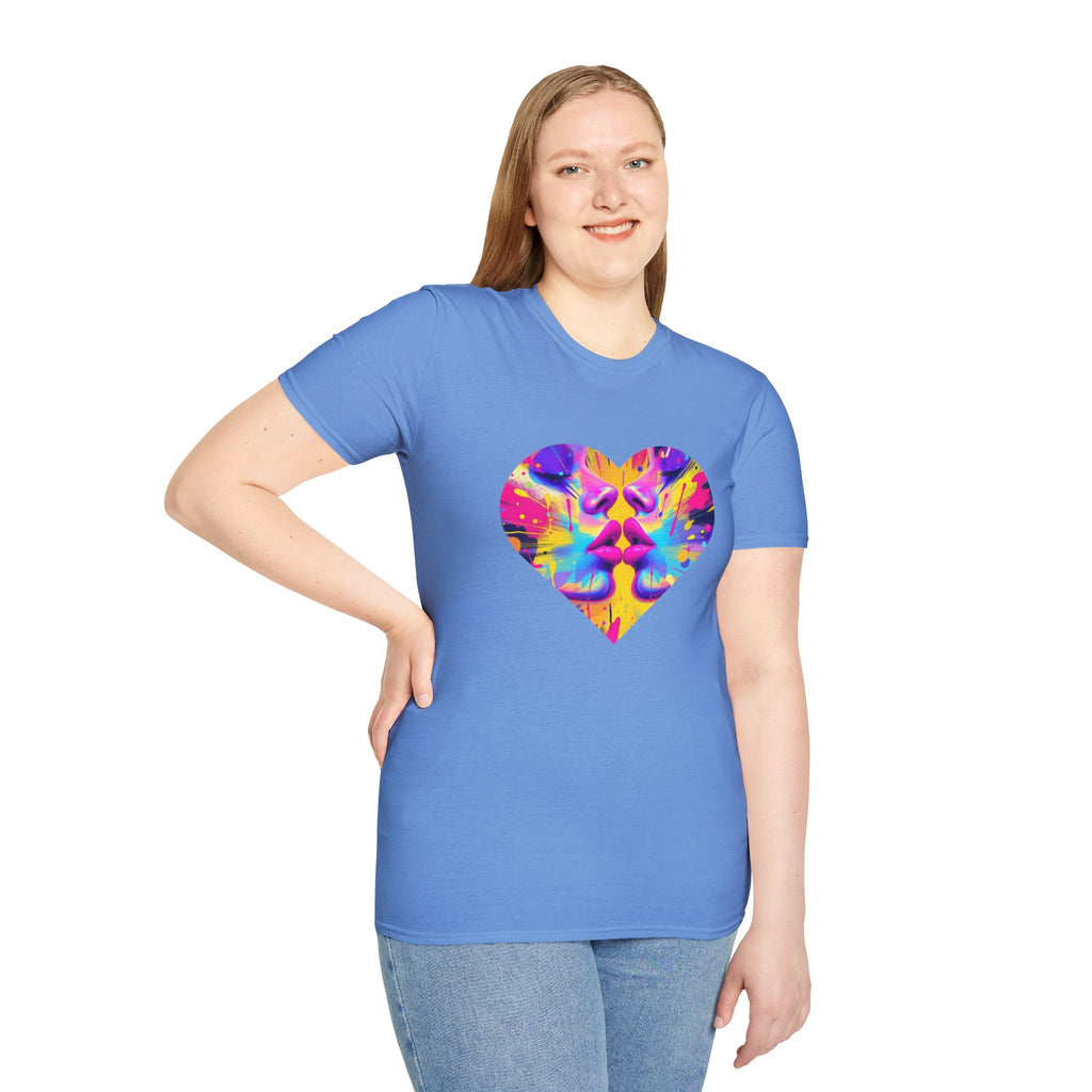 Vibrant Heart Art T-Shirt, Colorful Unisex Tee for Couples, Gift for Valentine's Day, Artistic Love Shirt, Casual Everyday Wear