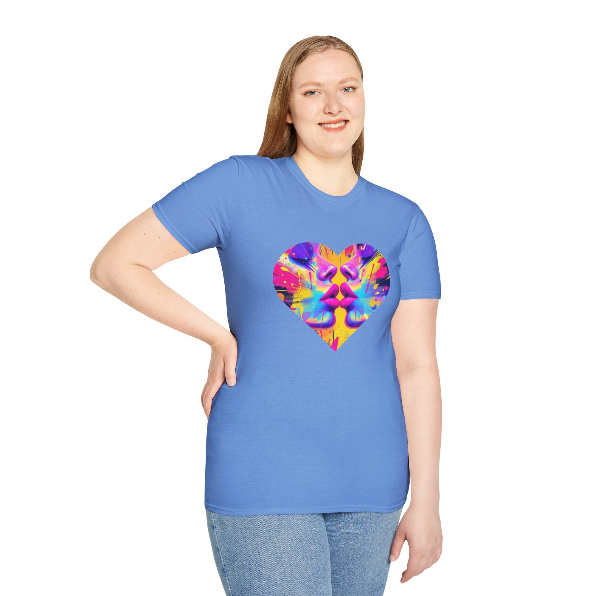 Vibrant Heart Art T-Shirt, Colorful Unisex Tee for Couples, Gift for Valentine's Day, Artistic Love Shirt, Casual Everyday Wear