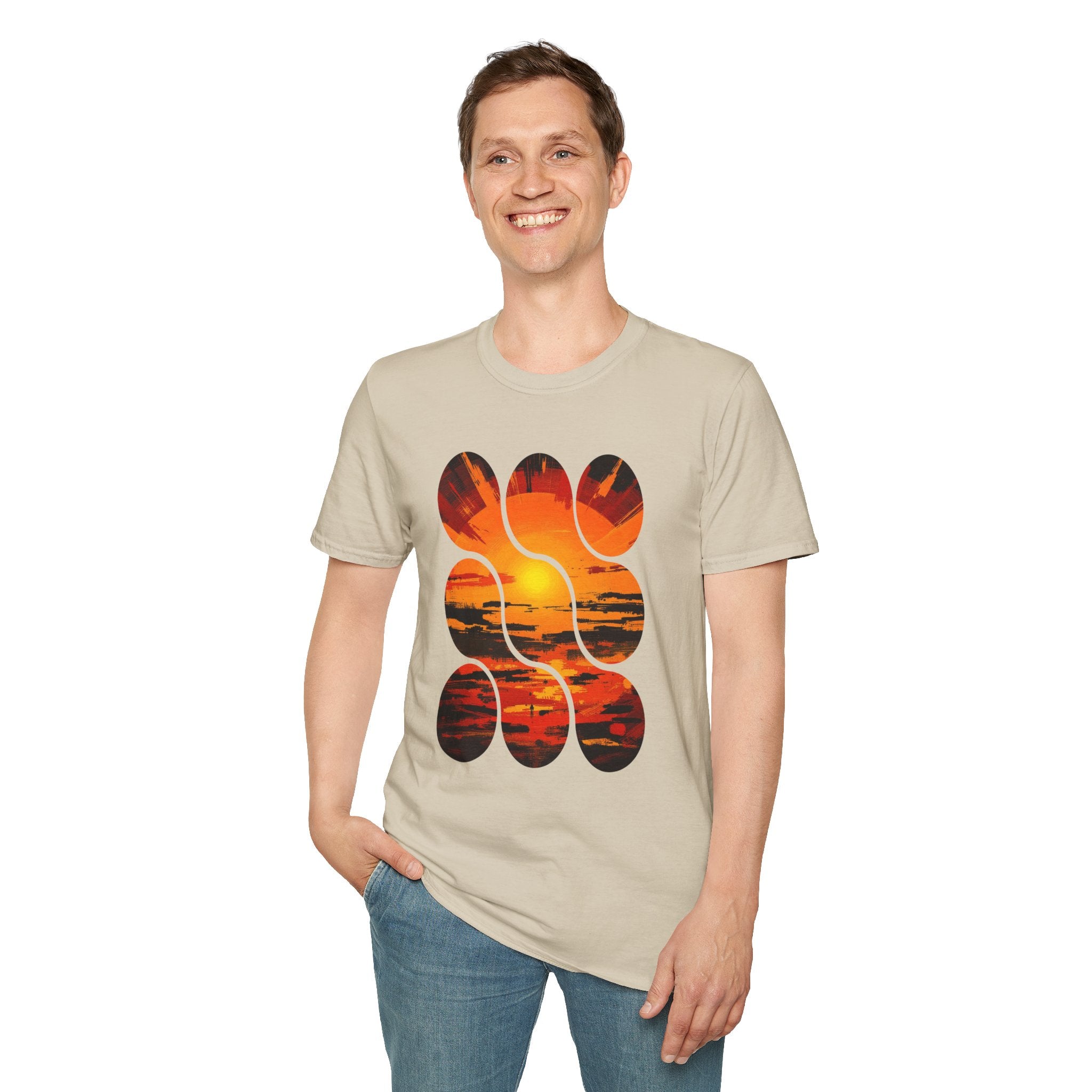 Sunset Inspired Unisex T-Shirt, Colorful Graphic Tee, Retro Summer Apparel, Gift for Friends, Casual Weekend Wear