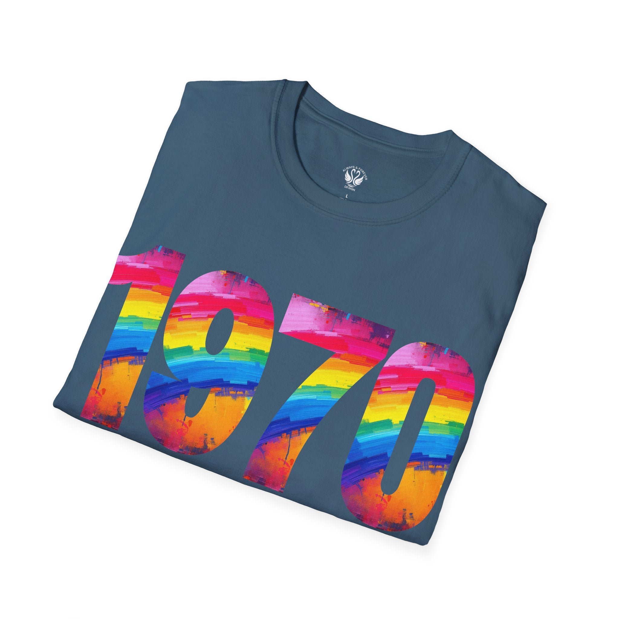Retro 1970 Rainbow Unisex T-Shirt, Vintage Graphic Tee, LGBTQ Pride Apparel, Casual Streetwear, Gift Idea for Birthdays