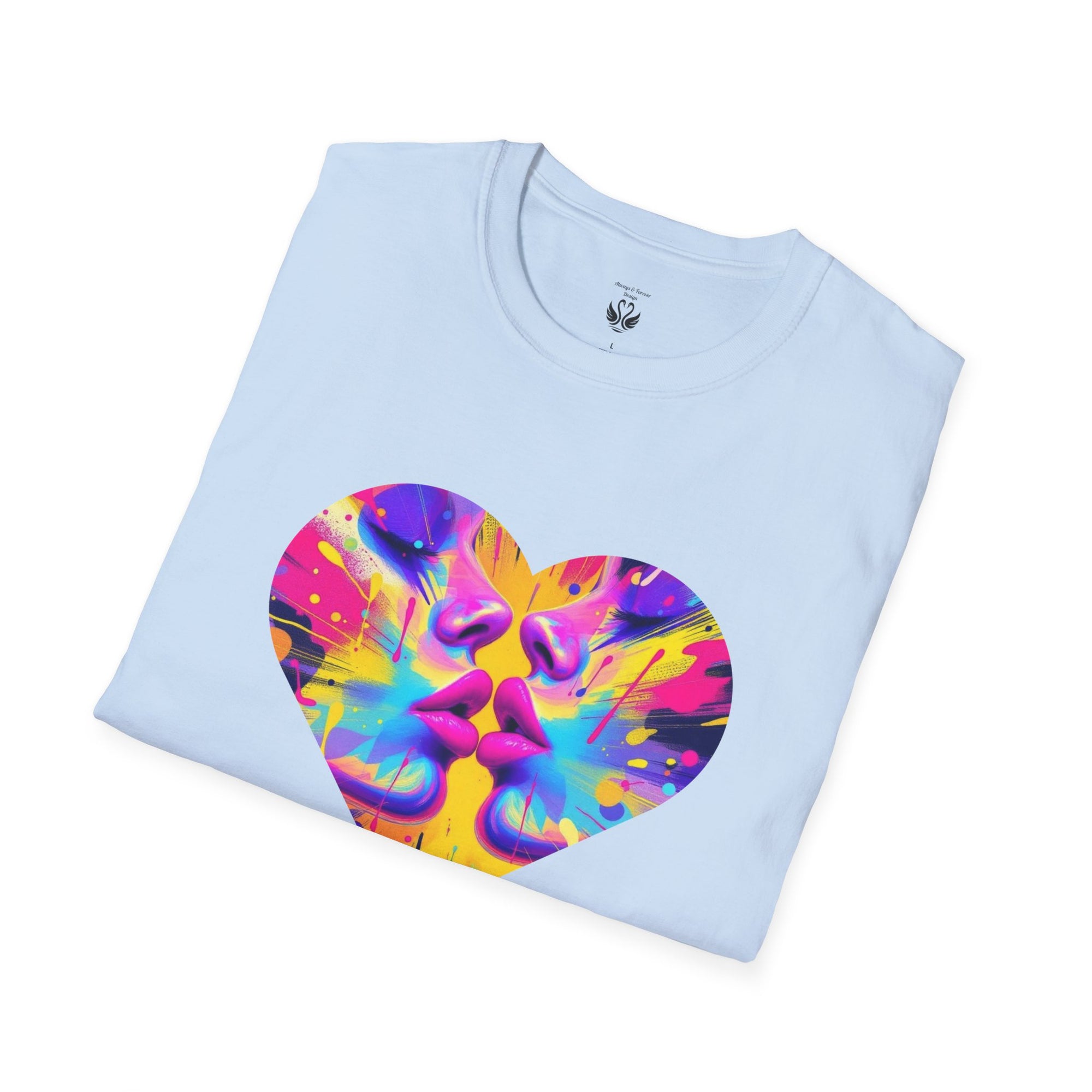 Vibrant Heart Art T-Shirt, Colorful Unisex Tee for Couples, Gift for Valentine's Day, Artistic Love Shirt, Casual Everyday Wear