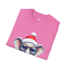 Cute Christmas Elephant T-Shirt, Unisex Holiday Tee, Fun Santa Shirt, Gift for Animal Lovers, Festive Apparel