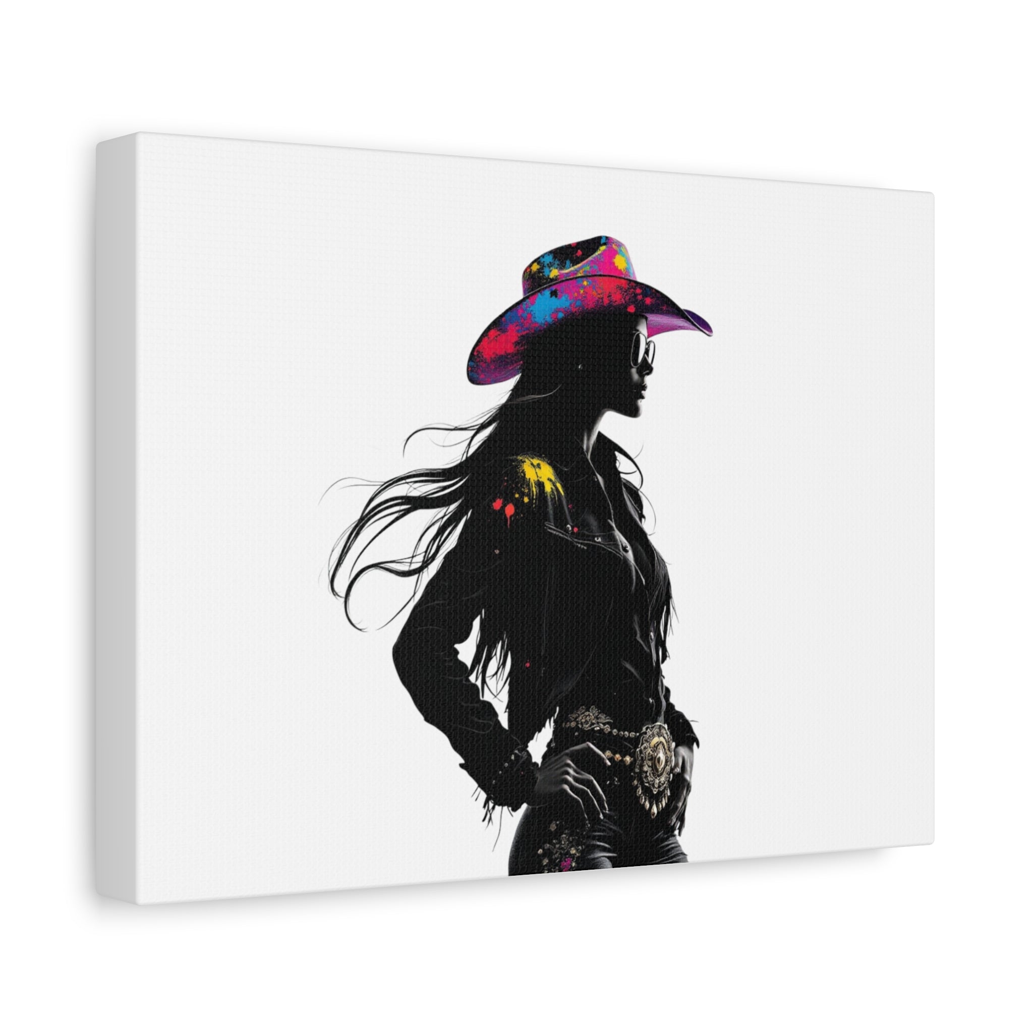 Vintage Cowboy Silhouette Canvas Art | Colorful Western Decor