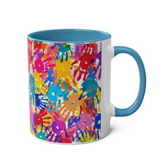 Vibrant Handprint Coffee Mug - 11oz Colorful Gift for Kids & Families