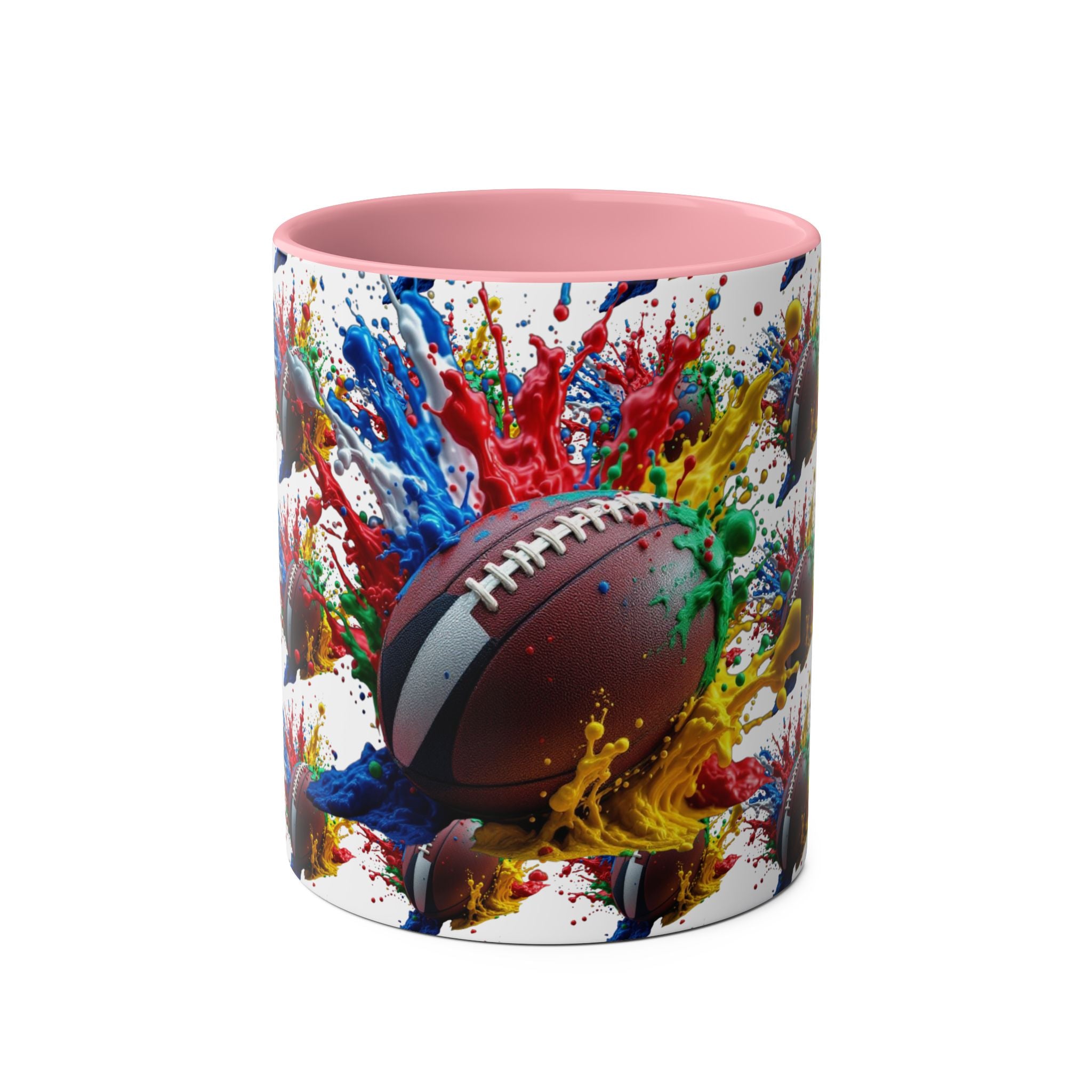 Vibrant Sports Coffee Mug, Colorful Football Design, Perfect Gift for Sports Fans, Game Day, Home Office, 11oz Two-Tone Mug