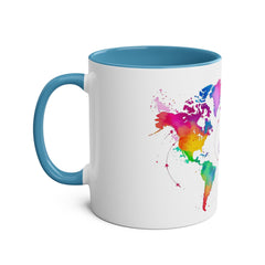 Colorful Map Two-Tone Coffee Mug - 11oz Travel Lovers Gift