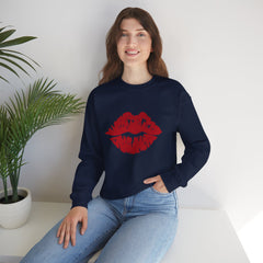 Romantic Lip Print Crewneck Sweatshirt | Perfect Gift for Her | Cozy Casual Wear, Valentine's Day, Birthday, Self-Care