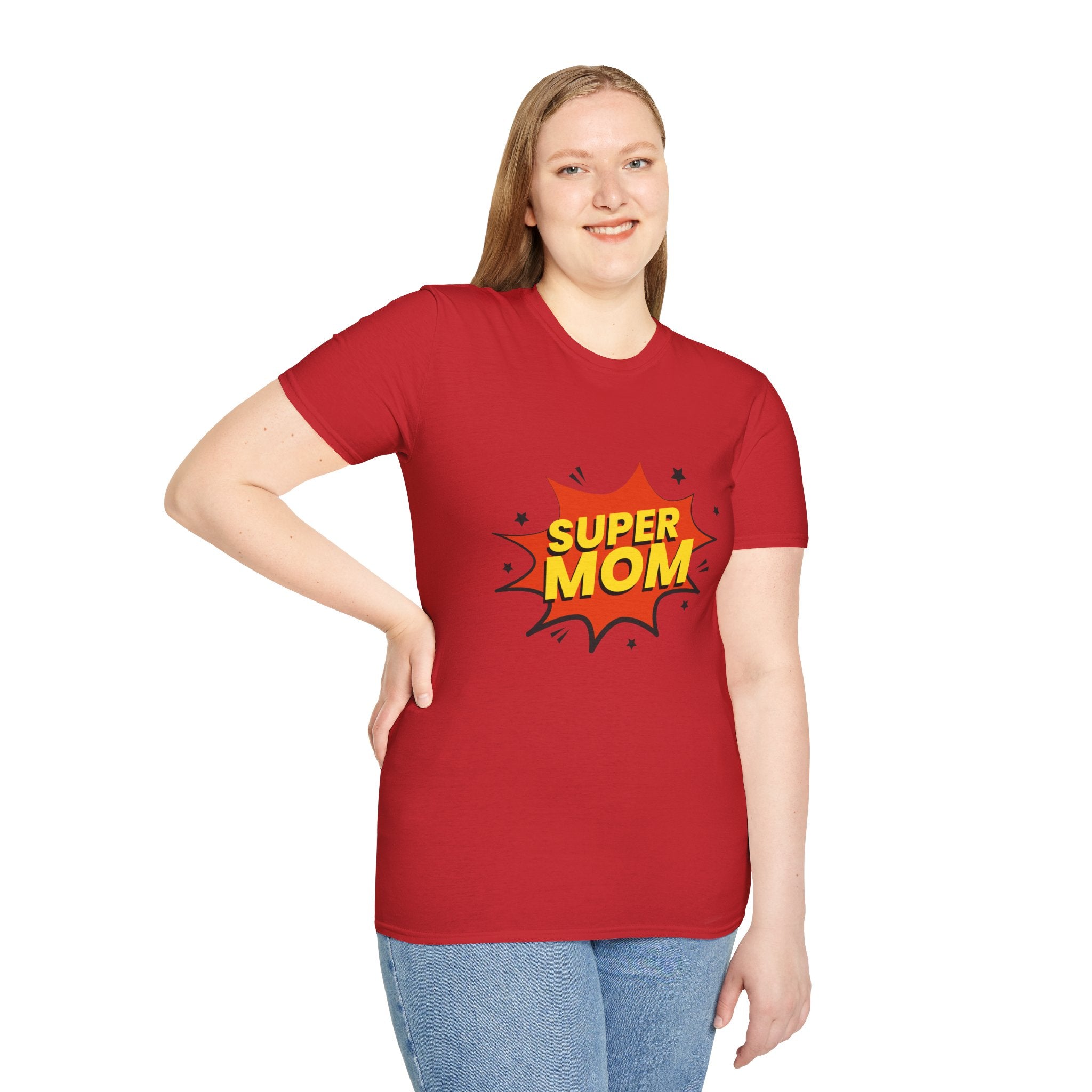 Super Mom Unisex Softstyle T-Shirt | Gift for Mother's Day, Funny Mom Tee, Birthday Present for Mom, Family Apparel, Casual Wear