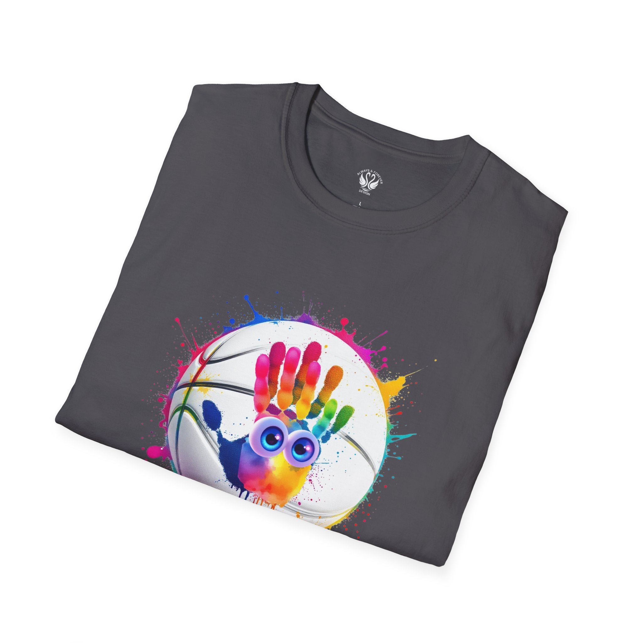 Colorful Handprint Football Unisex T-Shirt, Fun Tee for Kids and Adults, Gift for Artists, Birthday, Art Lovers and Celebrations