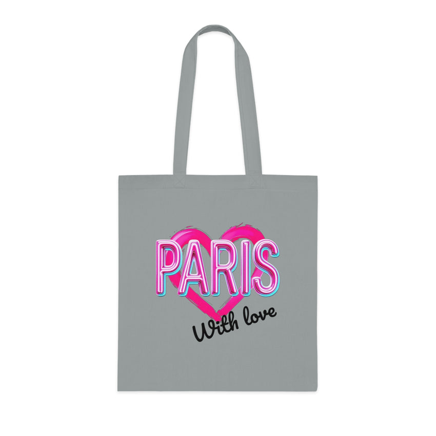 Paris With Love Cotton Tote Bag | Eco-Friendly Shopping Bag, Reusable Grocery Bag, Gift for Travelers, Lightweight Tote