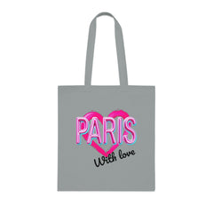 Paris With Love Cotton Tote Bag | Eco-Friendly Shopping Bag, Reusable Grocery Bag, Gift for Travelers, Lightweight Tote