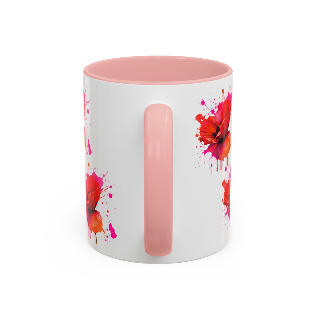 Vibrant Floral Accent Coffee Mug - Colorful Poppy Design - 11 & 15oz
