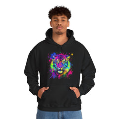 Colorful Tiger Hoodie – Unisex Heavy Blend™, Rainbow Tiger Sweatshirt, Graphic Hoodie, Animal Lover Gift, Unique Hooded Sweatshirt