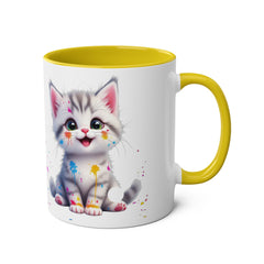 Cute Cat Two-Tone Coffee Mug for Cat Lovers